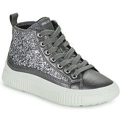 Baskets montantes enfant Geox J LAQUINNY GIRL Argent&eacute;