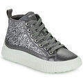 Chaussures enfants sur Grenoble : Baskets montantes enfant Geox J LAQUINNY GIRL Argent&eacute;