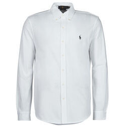 Chemise Polo Ralph Lauren CHEMISE AJUSTEE COL BOUTONNE EN POLO FEATHERWEIGHT Blanc