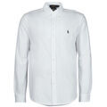 Chemise Polo Ralph Lauren CHEMISE AJUSTEE COL BOUTONNE EN POLO FEATHERWEIGHT Blanc