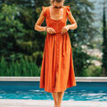 Robe C&eacute;leste ROMANE Marron