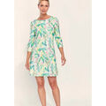 Robe courte La Fiancee Du Mekong Robe imprimée coton bio manches 3/4 MIRANDA Bleu Robes sur Grenoble : Robe courte La Fiancee Du Mekong Robe imprimée coton bio manches 3/4 MIRANDA Bleu