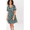 Robe La Fiancee Du Mekong Robe imprimée coton bio évasée à volants NUSANE Bleu Robes sur Grenoble : Robe La Fiancee Du Mekong Robe imprimée coton bio évasée à volants NUSANE Bleu