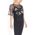 Chemises sur Grenoble : Chemise Guess Top Imprim&eacute; fleuri Brod&eacute;e Noir