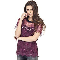 Polo Guess Top en dentelle Femme Lane W74P56 Rouge