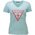 Polo Guess T-Shirt Femme ICON W92I59 Turquoise pastel Grenoble