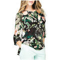 Tee-shirts sur Grenoble : T-shirt Guess Top Femme Jazmin Motif Jungle Noir