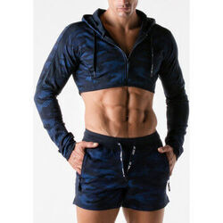 Veste Code 22 Veste sport courte &agrave; capuche Urban Camo marine Code22 Bleu