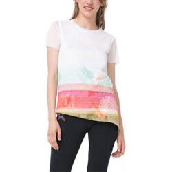 Polo Desigual T Shirt Asimetric Polynesia Blanc 73T2EP9