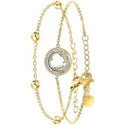 Bracelets Sc Boh&egrave;me B2125-BLANC+B2371-DORE Dor&eacute;