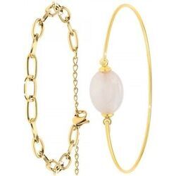 Bracelets Sc Boh&egrave;me B2369-DORE+B2492-QUARTZ-ROSE Dor&eacute;