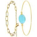 Bracelets Sc Boh&egrave;me B2369-DORE+B2492-TURQUOISE Dor&eacute;