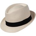 Chapeau Chapeau-Tendance Trilby panama v&eacute;ritable pliable T56 Blanc