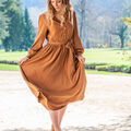 Robe C&eacute;leste ELEONORE Marron