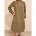 Robe Pieces Robe mi longue kaki asymetrique PIECES