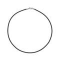 Colliers sur Artemare : Cordon en plastique noir et fermoir en argent rhodi&eacute; - longueur 42cm + 2cm de rallonge