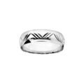 Alliance en argent rhodi&eacute; 6mm et diamant&eacute;e 3 traits de biais en forme de vague