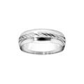Alliances sur Artemare : Alliance en argent rhodi&eacute; 6mm avec bande cisel&eacute;e en diagonale au milieu et bords brillants