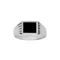 Chevali&egrave;re en argent plateau carr&eacute; 8mm X 8mm en onyx synth&eacute;tique et godrons sur les c&ocirc;t&eacute;s Artemare