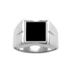 Chevali&egrave;re en argent plateau carr&eacute; 10mm X 10mm en onyx synth&eacute;tique et godrons larges sur les c&ocirc;t&eacute;s