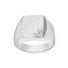 Chevali&egrave;re en argent plateau tonneau 16mm X 14mm diamant&eacute; cisel&eacute; en &eacute;toile dans 1 angle et stri&eacute; sur 1 bord du m&ecirc;me c&ocirc;t&eacute;