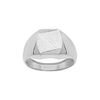 Chevali&egrave;re en argent plateau tonneau 13mm X 10mm diamant&eacute; stri&eacute; sur 2 angles