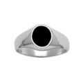 Chevali&egrave;re en argent plateau ovale 10mm X 8mm en onyx synth&eacute;tique