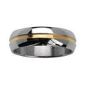 Alliance en acier brillant 5,5mm avec rainure en plaqu&eacute; or au milieu Artemare