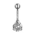 Piercing de nombril en acier avec oxyde rond blanc