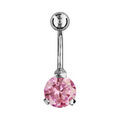 Piercing de nombril en acier avec oxyde rond rose