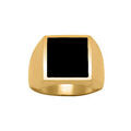 Chevali&egrave;re en vermeil plateau carr&eacute; 15mm X 15mm en onyx synth&eacute;tique Artemare