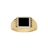 Chevali&egrave;re en vermeil plateau carr&eacute; 8mm X 8mm en onyx synth&eacute;tique et godrons sur les c&ocirc;t&eacute;s