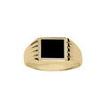 Chevali&egrave;re en vermeil plateau carr&eacute; 8mm X 8mm en onyx synth&eacute;tique et godrons sur les c&ocirc;t&eacute;s