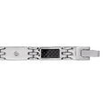 Bracelets sur Artemare : Bracelet en acier alternance de maillons orn&eacute;s d'1 vis et de maillons avec carbone motif quadrill&eacute; - longueur 21cm r&eacute;glable