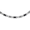 Collier en acier alternance de maillons lisses et maillons en carbone quadrill&eacute; - longueur 46+4cm