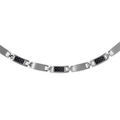 Colliers sur Artemare : Collier en acier alternance de maillons lisses et maillons en carbone quadrill&eacute; - longueur 46+4cm