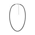 Colliers sur Artemare : Cordon en cuir noir et fermoir en argent rhodi&eacute; - largeur 2mm et longueur 50cm + 5cm de rallonge