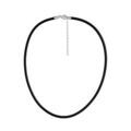 Colliers sur Artemare : Cordon en cuir noir et fermoir en argent rhodi&eacute; - largeur 3mm et longueur 50cm + 5cm de rallonge