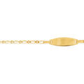 Gourmette pour b&eacute;b&eacute; en plaqu&eacute; or maille figaro 1+1 avec plaque ovale - largeur 2mm et longueur 13cm + 2cm de rallonge