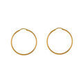 Cr&eacute;oles en plaqu&eacute; or fil lisse - largeur 1,5mm et diam&egrave;tre anneaux 35mm