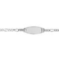 Gourmettes sur Artemare : Gourmette pour b&eacute;b&eacute; en argent maille type figaro 1+3 avec plaque ovale - largeur 2mm et longueur 13cm + 2cm de rallonge