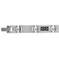 Bracelets sur Artemare : Bracelet en acier maillons altern&eacute;s lisses et avec gravure m&eacute;andres grecs noir - longueur 21cm ajustable