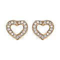 Boucles d'oreille sur Artemare : Boucles d'oreilles en plaqu&eacute; or coeur &eacute;vid&eacute; et tour pav&eacute; d'oxydes blancs et fermoir poussette