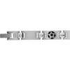 Bracelet en acier alternance de maillons lisses et maillons orn&eacute;s d'un ballon de foot en r&eacute;sine noire - 21cm
