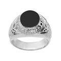 Chevali&egrave;re universitaire am&eacute;ricaine en argent "US Army" avec plateau en onyx synth&eacute;tique Artemare