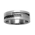 Alliance en acier avec bandes de carbone blanc et noir motif tress&eacute; Artemare