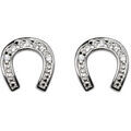 Boucles d'oreille sur Artemare : Boucles d'oreilles en argent fer &agrave; cheval orn&eacute; d'oxydes blancs et fermoir poussette