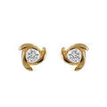 Boucles d'oreille sur Artemare : Boucles d'oreilles en plaqu&eacute; or 3 brins tournants avec oxyde blanc au centre du cercle et fermoir poussette