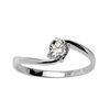 Bague en argent rhodi&eacute; solitaire en oxyde blanc serti 4 griffes sur monture en forme de vague