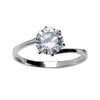 Bague en argent rhodi&eacute; solitaire en oxyde blanc serti 6 griffes sur monture tournante